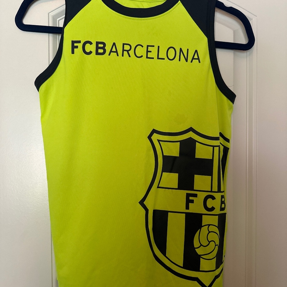 FC Barcelona Neon Yellow Sleeveless Jersey Tank – Size Medium